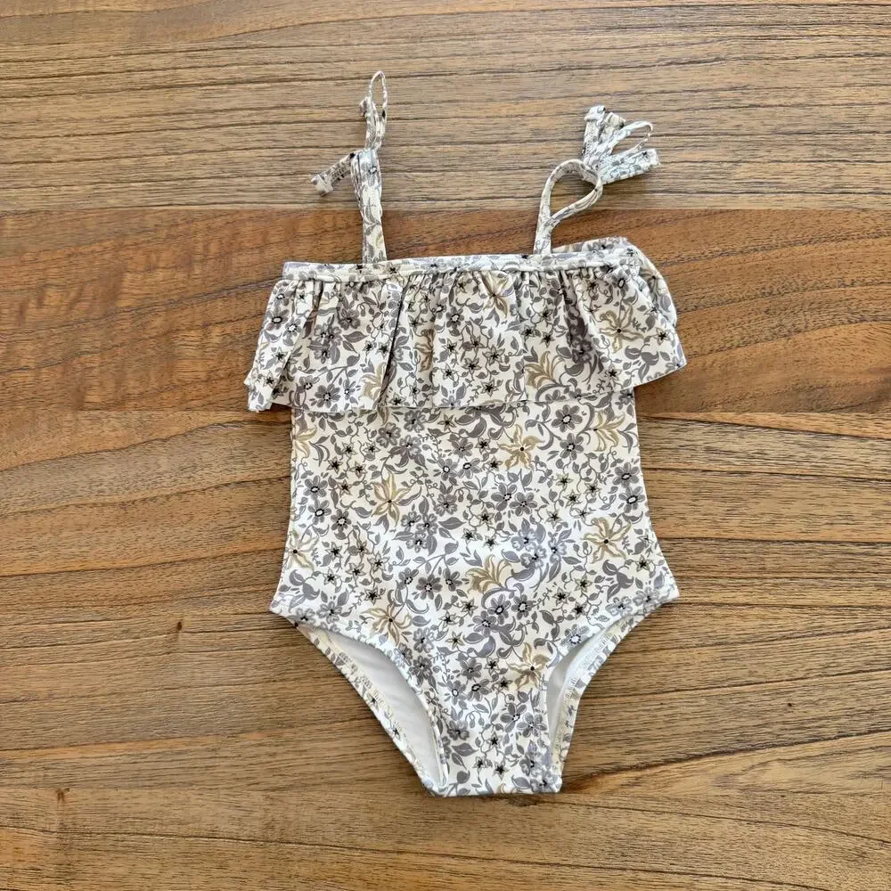 Rylee + Cru Ruffle One Piece Blue Floral - Size 3-6 months